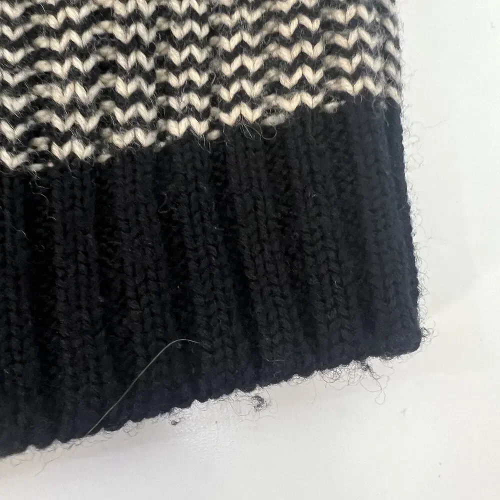 Vintage Polo Ralph Lauren Brioche Large Sweater Black White‎ Wool Knit Crewneck